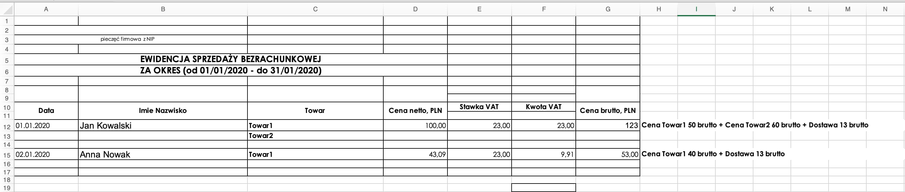 Sample report